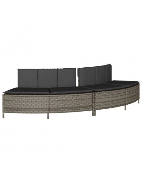 Bordo per Spa Grigio in Polyrattan e Legno Massello di Acacia