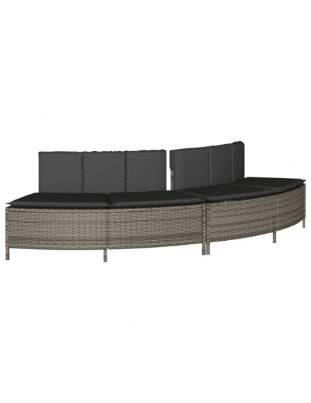 Bordo per Spa Grigio in Polyrattan e Legno Massello di Acacia