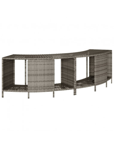 Bordo per Spa Grigio in Polyrattan e Legno Massello di Acacia