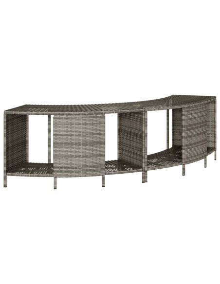 Bordo per Spa Grigio in Polyrattan e Legno Massello di Acacia
