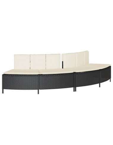 Bordo per Spa Nero in Polyrattan e Legno Massello di Acacia