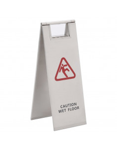 Cartello Pieghevole Pavimento Bagnato in Acciaio Inox 2