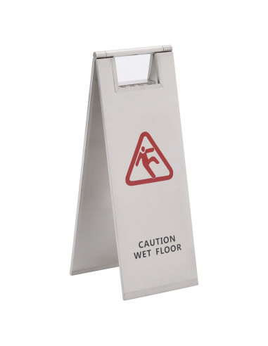 Cartello Pieghevole Pavimento Bagnato in Acciaio Inox