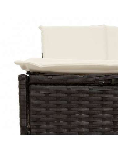 Bordo per Spa Nero in Polyrattan e Legno Massello di Acacia