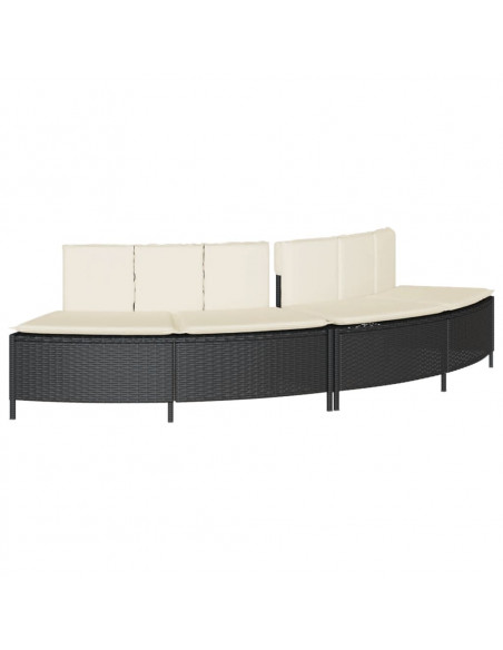 Bordo per Spa Nero in Polyrattan e Legno Massello di Acacia