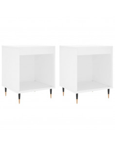 Comodini 2pz Bianchi 40x35x50 cm in Legno Multistrato 2