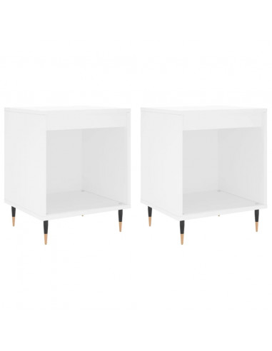 Comodini 2pz Bianchi 40x35x50 cm in Legno Multistrato