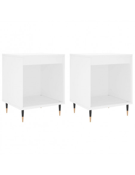 Comodini 2pz Bianchi 40x35x50 cm in Legno Multistrato