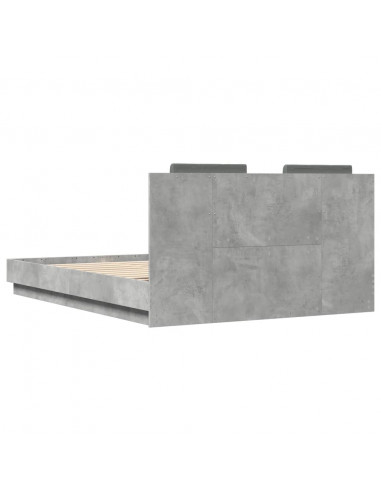 Giroletto con Testiera e LED Grigio Cemento 140x200 cm