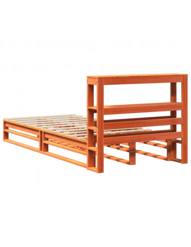 Giroletto con Testiera Marrone Cera 90x200 cm Massello Pino