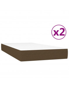 Giroletto a Molle con Materasso Marrone Scuro 200x200cm Tessuto