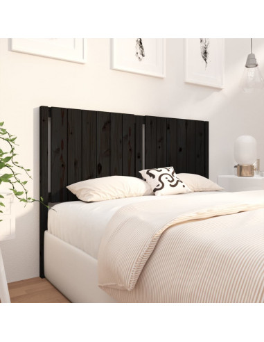 Testiera per Letto Nera 145,5x4x100cm in Legno Massello di Pino