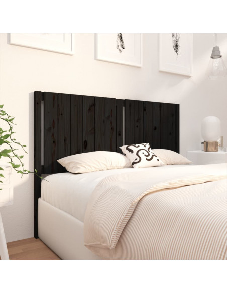Testiera per Letto Nera 145,5x4x100cm in Legno Massello di Pino