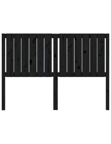 Testiera per Letto Nera 145,5x4x100cm in Legno Massello di Pino