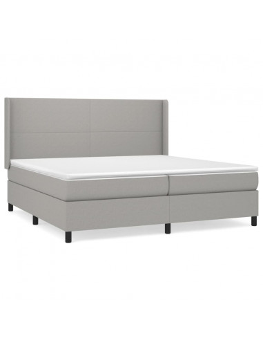 Giroletto a Molle con Materasso Grigio Chiaro 200x200cm Tessuto