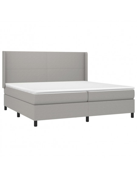Giroletto a Molle con Materasso Grigio Chiaro 200x200cm Tessuto