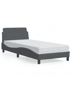 Giroletto con Testiera Grigio Scuro 80x200 cm in Velluto 2