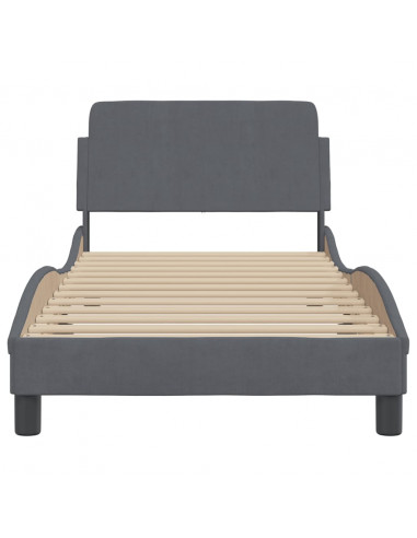 Giroletto con Testiera Grigio Scuro 80x200 cm in Velluto