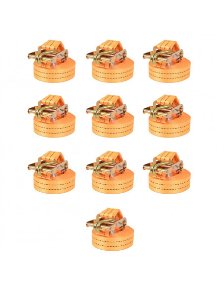 Cinghie d'Ancoraggio 10 pz a Cricchetto 1 T 6mx38mm Arancione