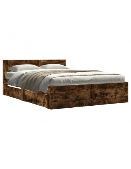 Giroletto con Testiera Rovere Fumo 140x190 cm Legno Multistrato