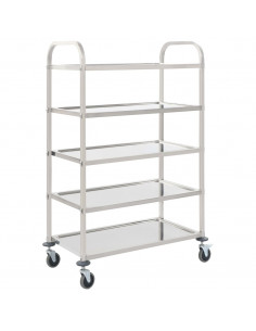 Carrello da Cucina a 5 Livelli 107x55x147 cm in Acciaio Inox 2