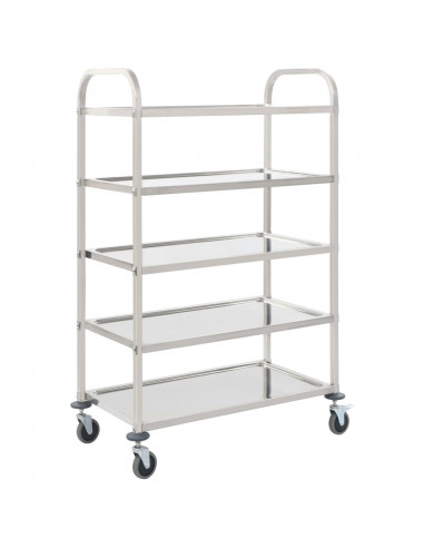 Carrello da Cucina a 5 Livelli 107x55x147 cm in Acciaio Inox