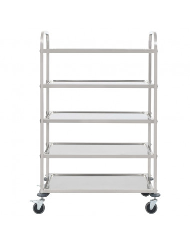 Carrello da Cucina a 5 Livelli 107x55x147 cm in Acciaio Inox