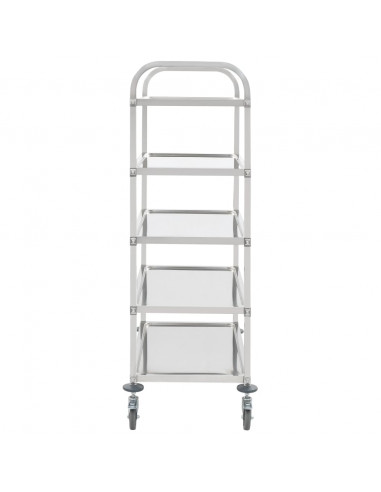 Carrello da Cucina a 5 Livelli 107x55x147 cm in Acciaio Inox
