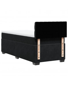 Giroletto a Molle con Materasso Nero 90x200 cm in Velluto