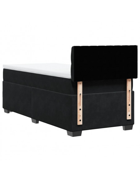 Giroletto a Molle con Materasso Nero 90x200 cm in Velluto