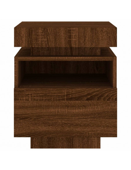 Comodino con Luci LED Rovere Marrone 40x39x48,5 cm