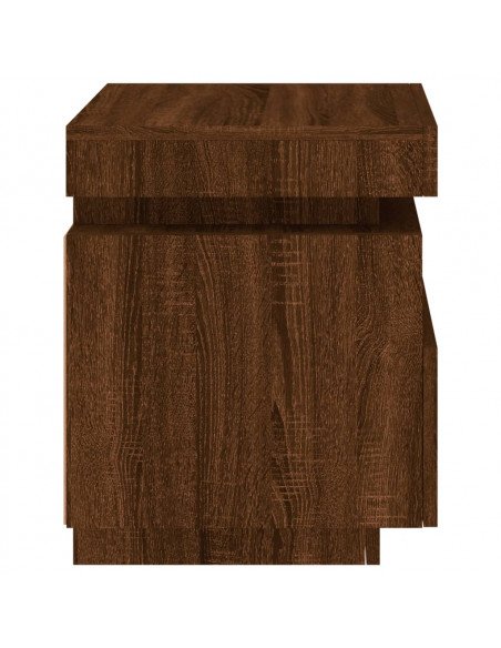 Comodino con Luci LED Rovere Marrone 40x39x48,5 cm