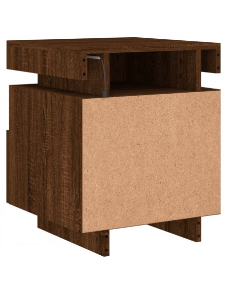 Comodino con Luci LED Rovere Marrone 40x39x48,5 cm