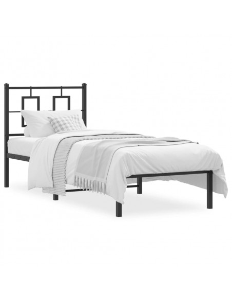 Giroletto con Testiera in Metallo Nero 75x190 cm