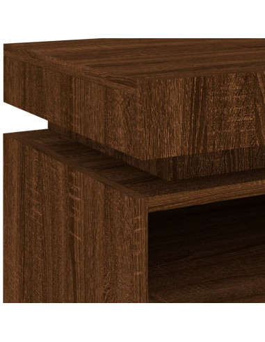 Comodino con Luci LED Rovere Marrone 40x39x48,5 cm