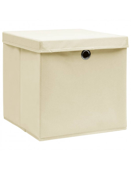 Contenitori con Coperchi 4 pz 28x28x28 cm Crema
