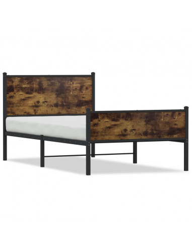 Giroletto con Testiera e Pediera Metallo Rovere Fumo 100x190 cm