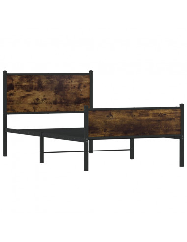 Giroletto con Testiera e Pediera Metallo Rovere Fumo 100x190 cm