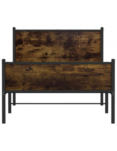 Giroletto con Testiera e Pediera Metallo Rovere Fumo 100x190 cm