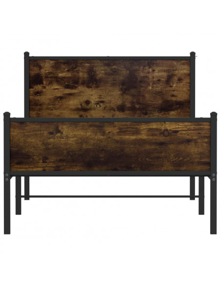 Giroletto con Testiera e Pediera Metallo Rovere Fumo 100x190 cm