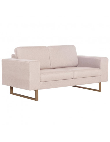 Divano a 2 Posti in Tessuto Crema