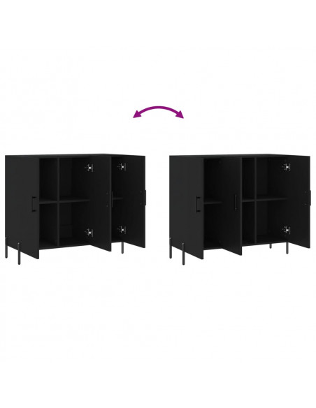 Credenza Nera 90x34x80 cm in Legno Multistrato