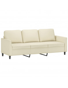 Divano a 3 Posti Crema 180 cm in Similpelle 2