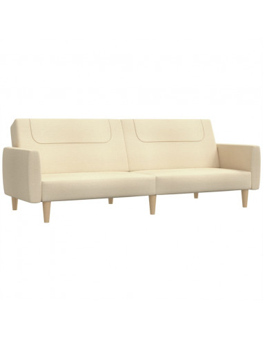 Divano Letto a 2 Posti Crema in Tessuto