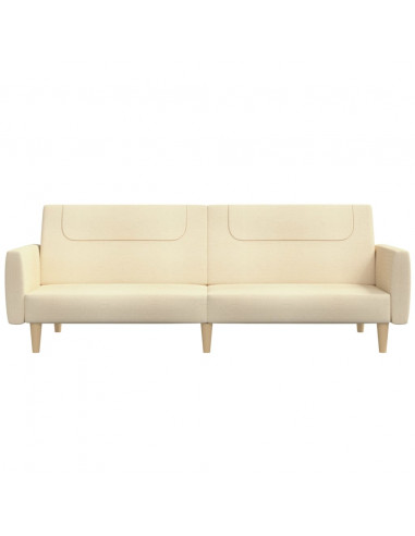 Divano Letto a 2 Posti Crema in Tessuto