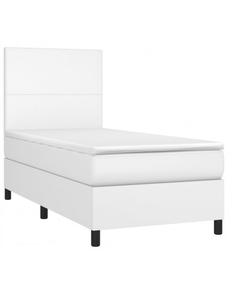 Giroletto Molle con Materasso e LED Bianco 100x200cm Similpelle