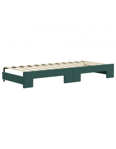 Divano Letto Estraibile Cassetti Verde Scuro 80x200cm Velluto