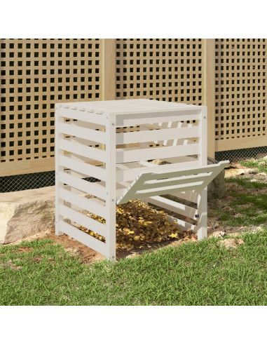 Compostiera Bianca 63,5x63,5x77,5 cm in Legno Massello di Pino