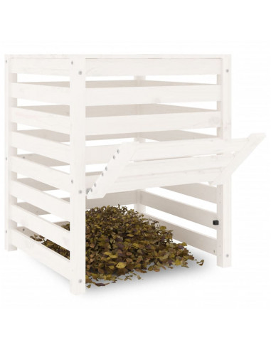 Compostiera Bianca 63,5x63,5x77,5 cm in Legno Massello di Pino