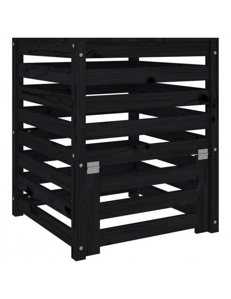 Compostiera Nera 63,5x63,5x77,5 cm in Legno Massello di Pino